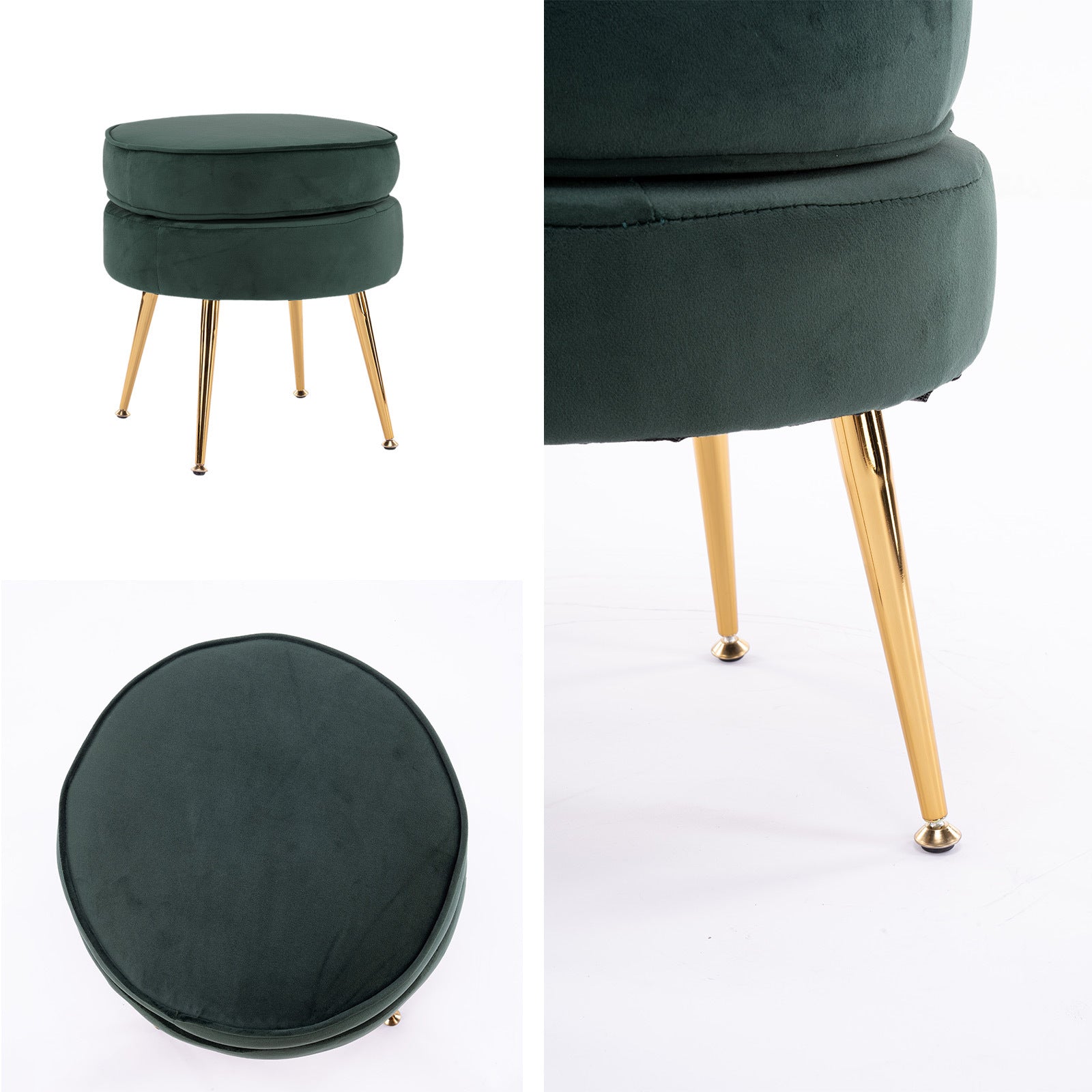 Serena Round Ottoman Footstool – Green – Single