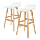 La Bella 2 Set 74cm White Wooden Bar Stool Sophia Leather