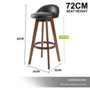 Set of 2 - Black & Brown Wooden Leather Bar Stools