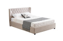 Cambridge Tan Beige Linen Tufted Bed – king