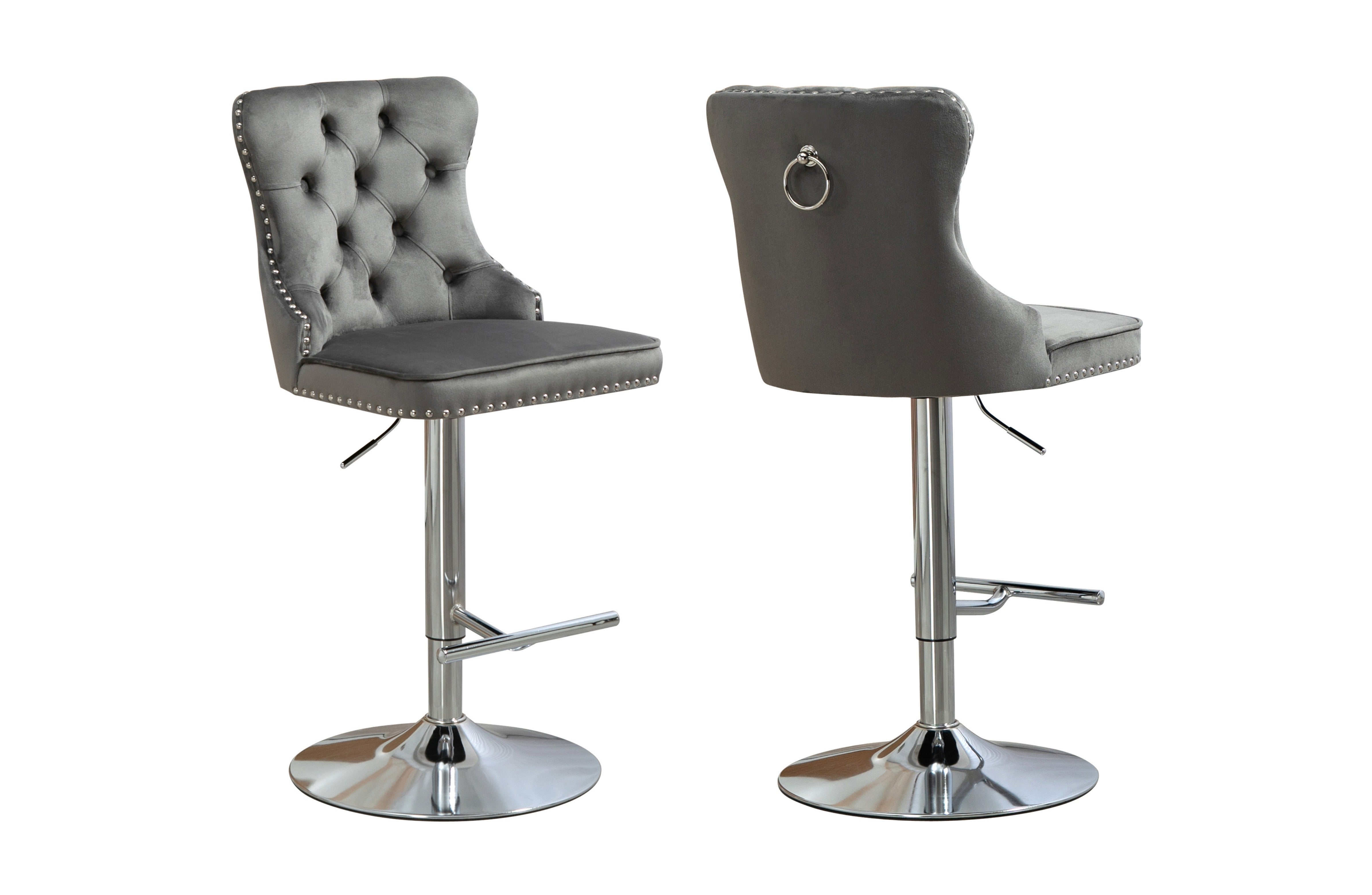 Sahara Dark Grey Barstool with Silver Stand - Set of 2
