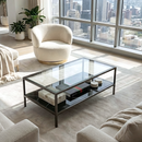 Vogue Coffee Table - Black Marble Stone & Glass