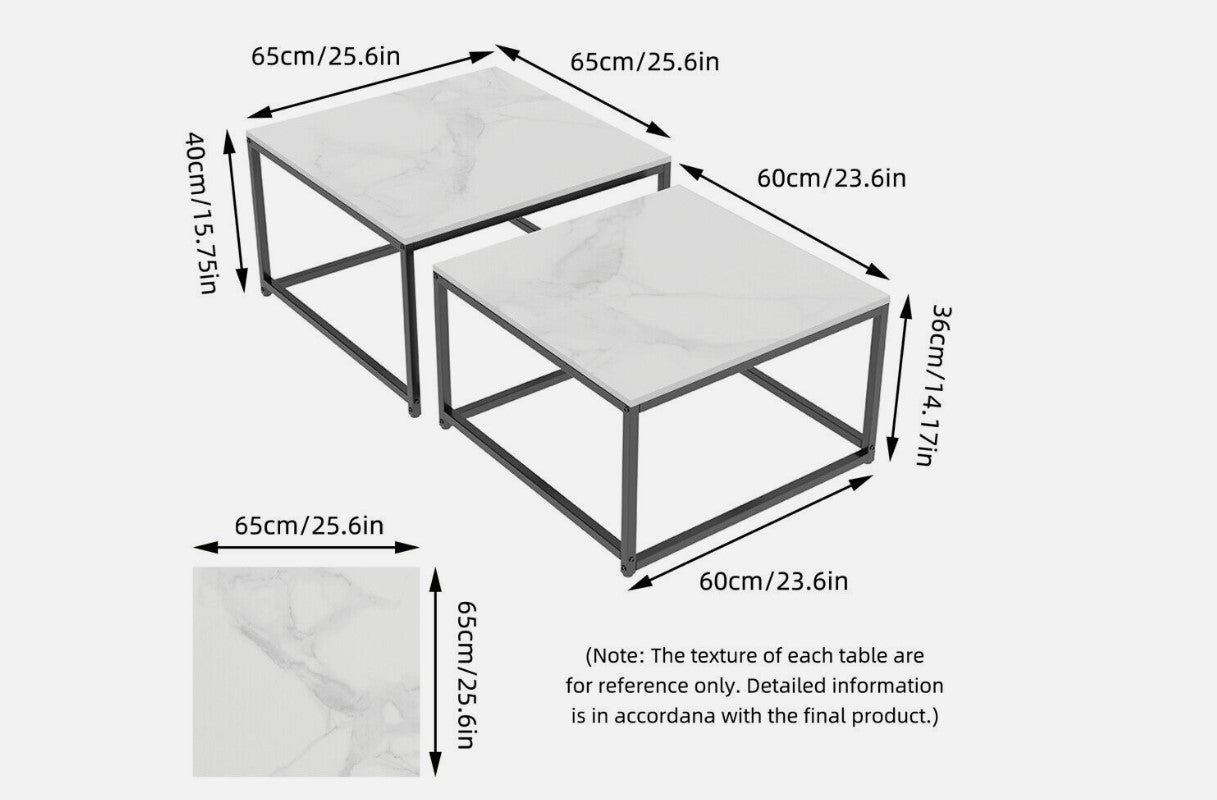 Ciest Nested Coffee Table Set – White Marble – Set of 2