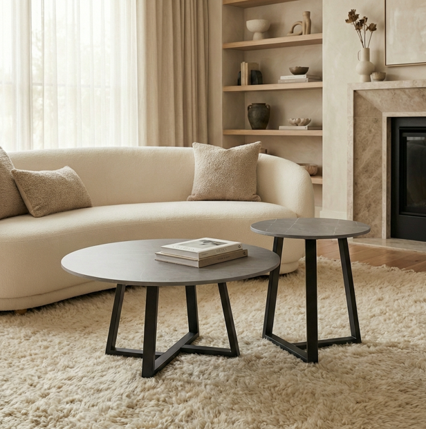 Broadway Two Tier Coffee Table Set - Stone Grey
