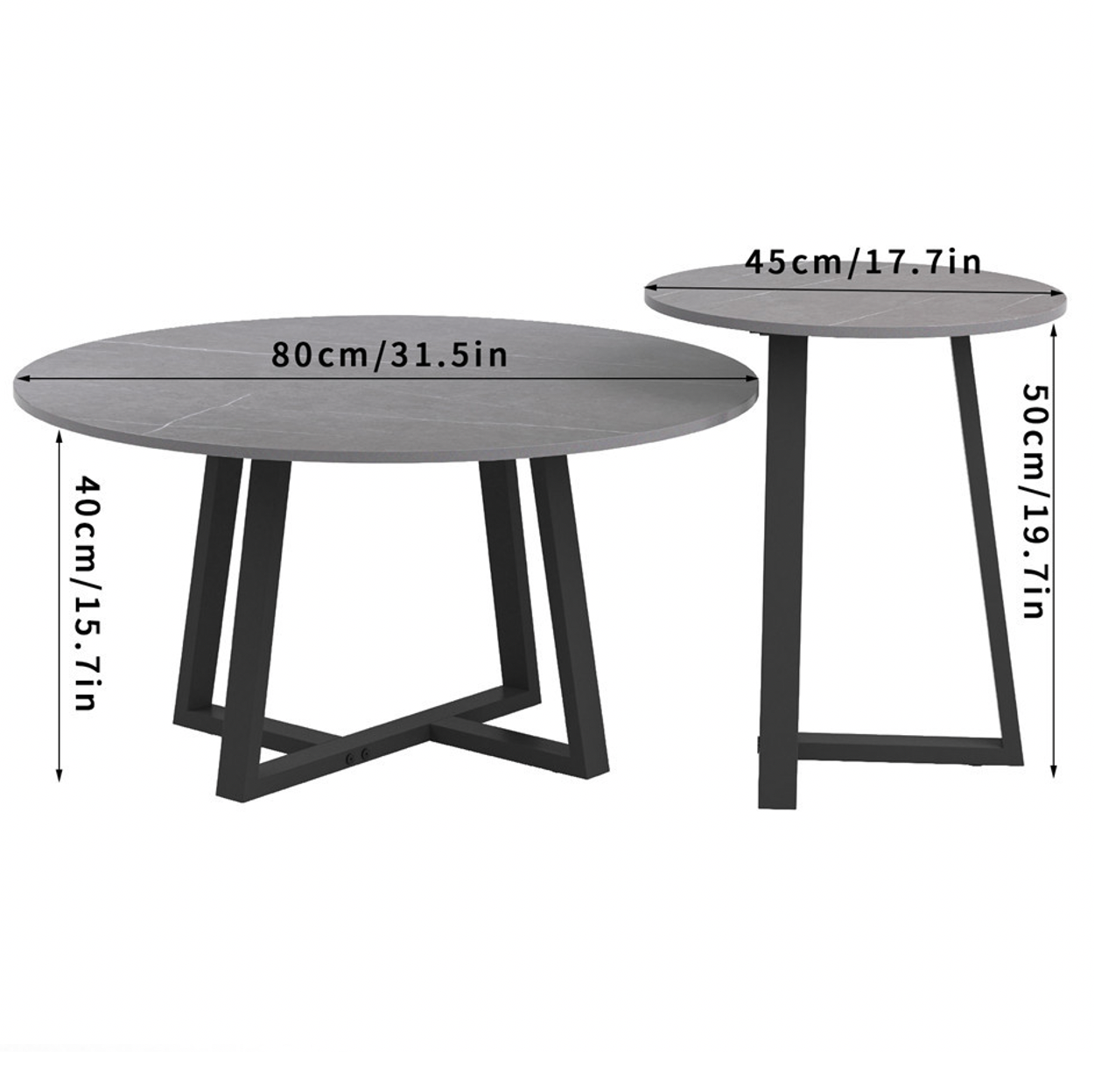 Broadway Two Tier Coffee Table Set – Grey Stone – Set of 2