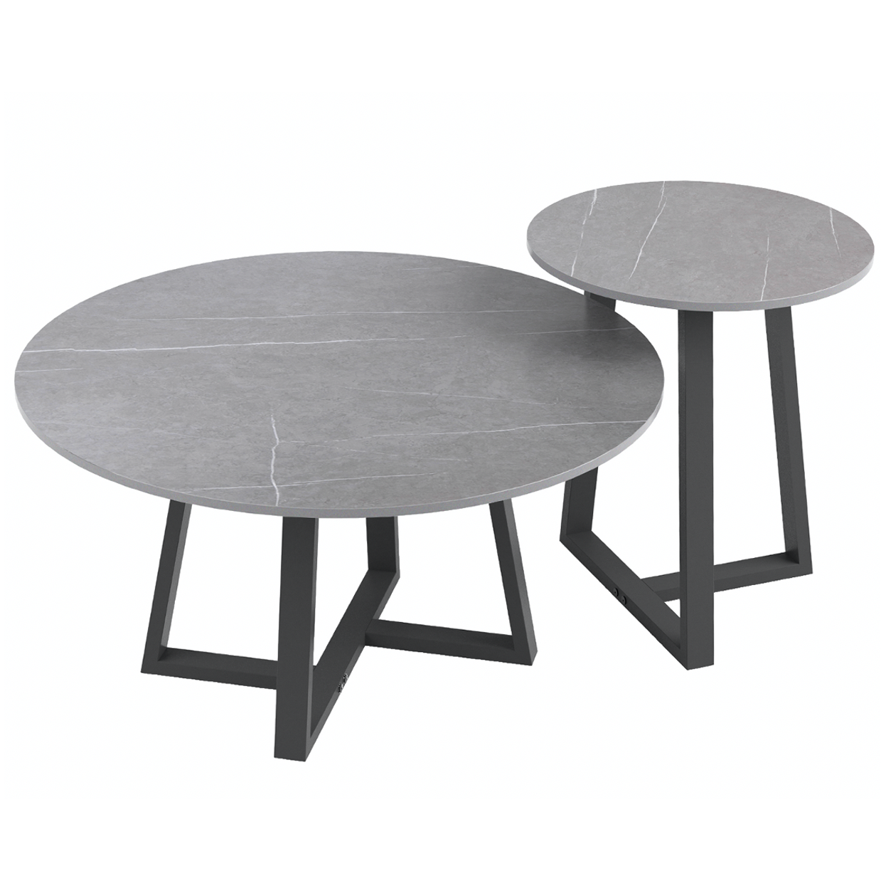 Broadway Two Tier Coffee Table Set – Grey Stone – Set of 2