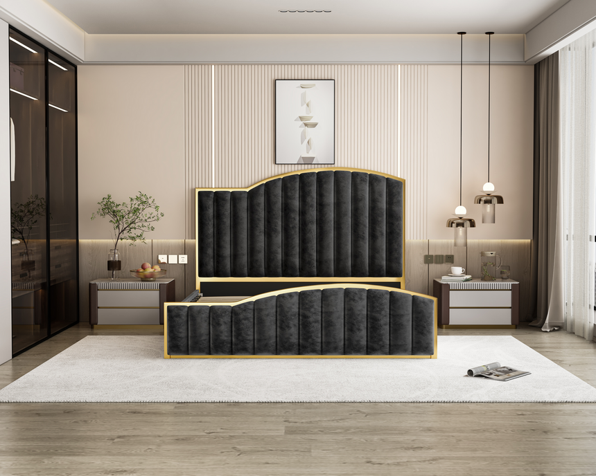 Aurelia Velvet Gas Lift Storage Bed Frame – King