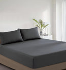 100% Vintage Washed Cotton Fitted Sheet Combo Set – 100% Natural Cotton, Ultra Soft & Breathable – Includes Fitted Sheet & Pillowcases – Machine Washable (Charcoal, Single)