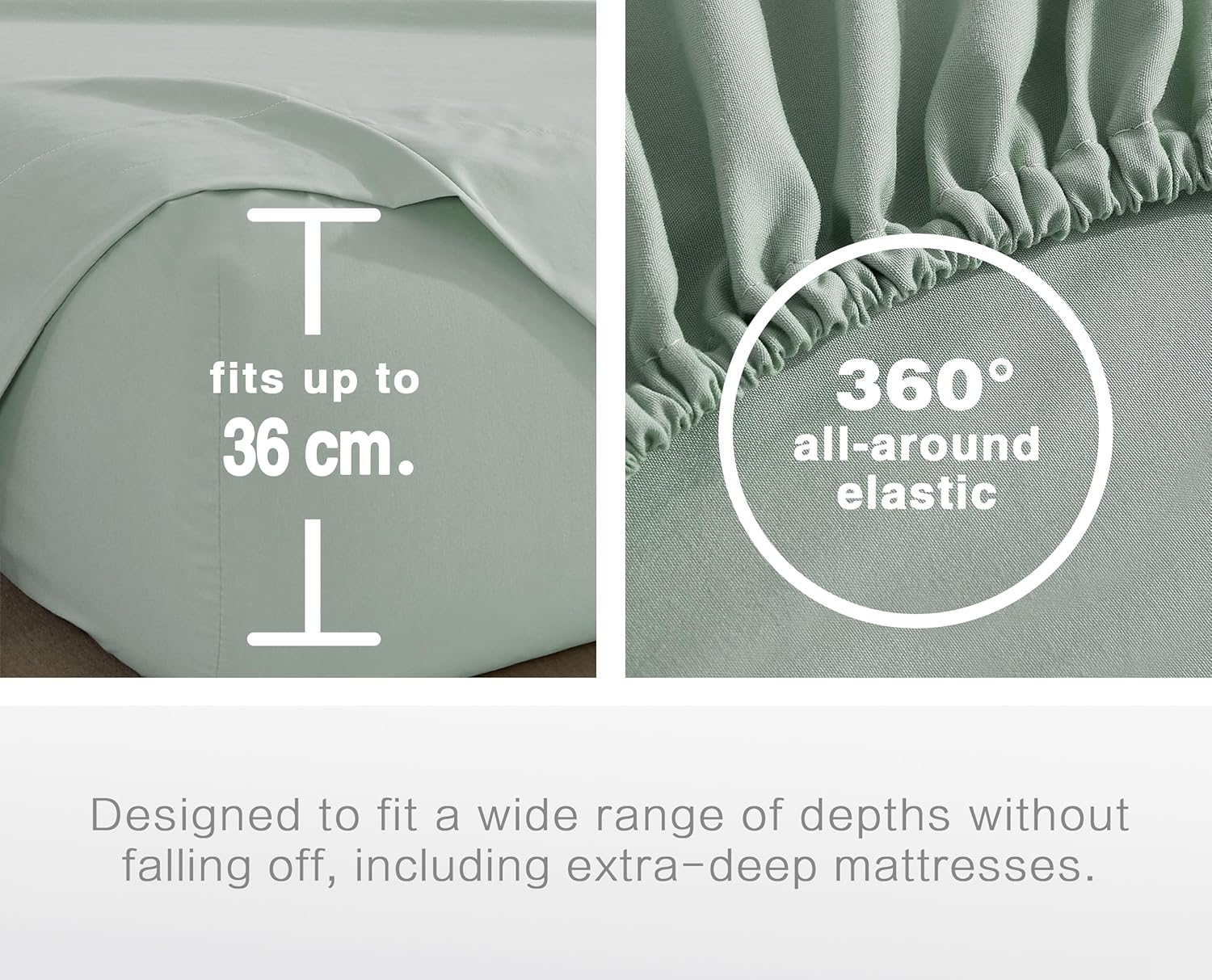 Vintage Washed Microfibre Fitted Sheet Set – Sage – Single