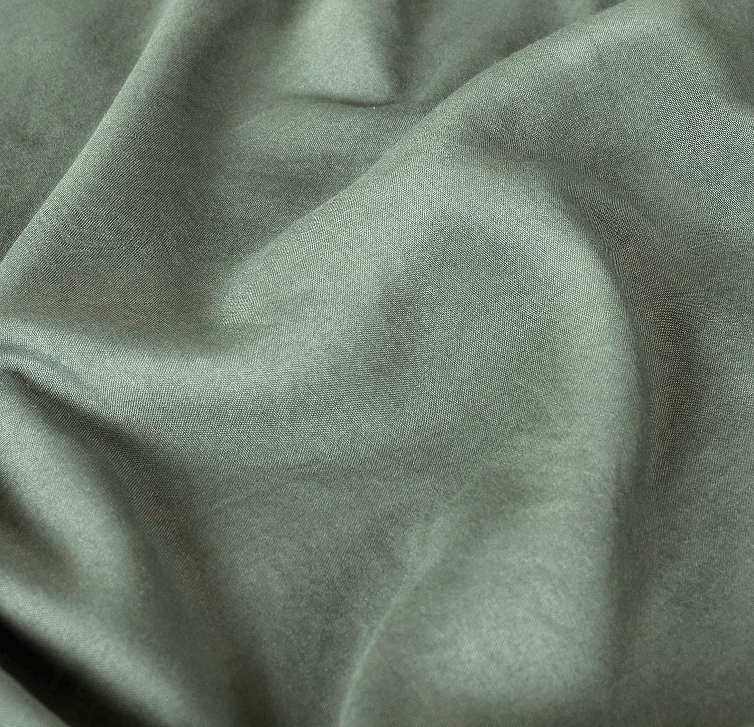 Vintage Washed Microfibre Duvet Quilt Cover Set – Khaki Green – Double