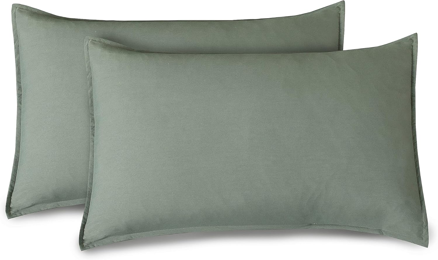 Vintage Washed Microfibre Duvet Quilt Cover Set – Khaki Green – Double