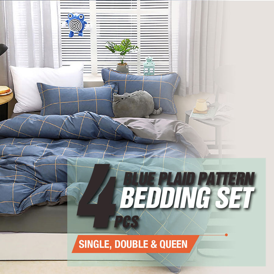 Meridian Plaid Quilt Cover Set – Blue – King