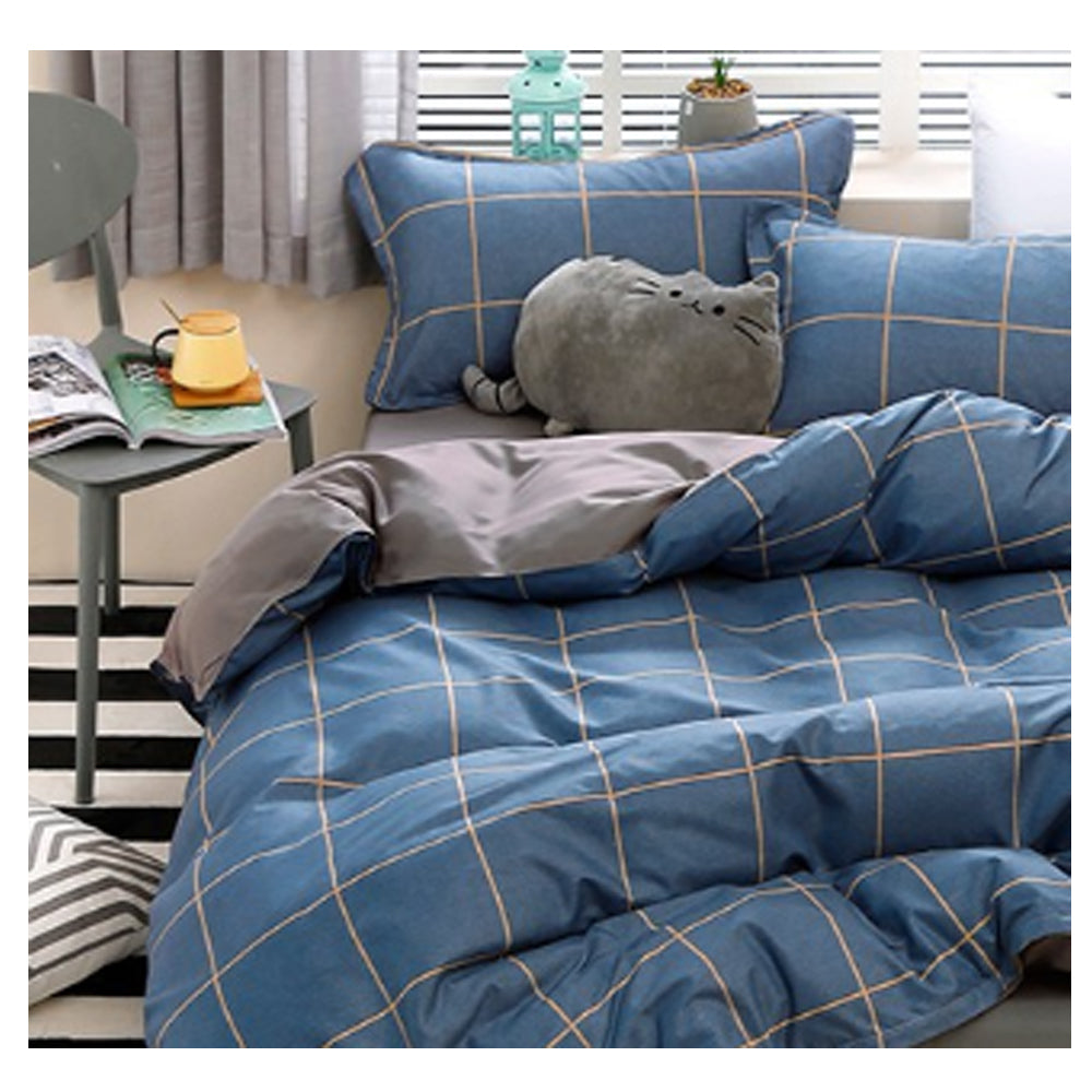 Meridian Plaid Quilt Cover Set – Blue – King
