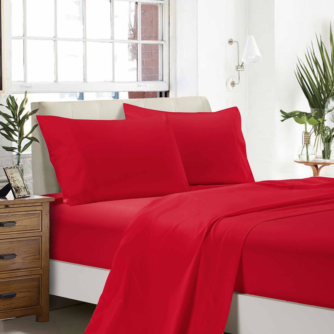 Nova 1000TC Ultra Soft Bed Red Flat & Fitted Sheet Set – Double