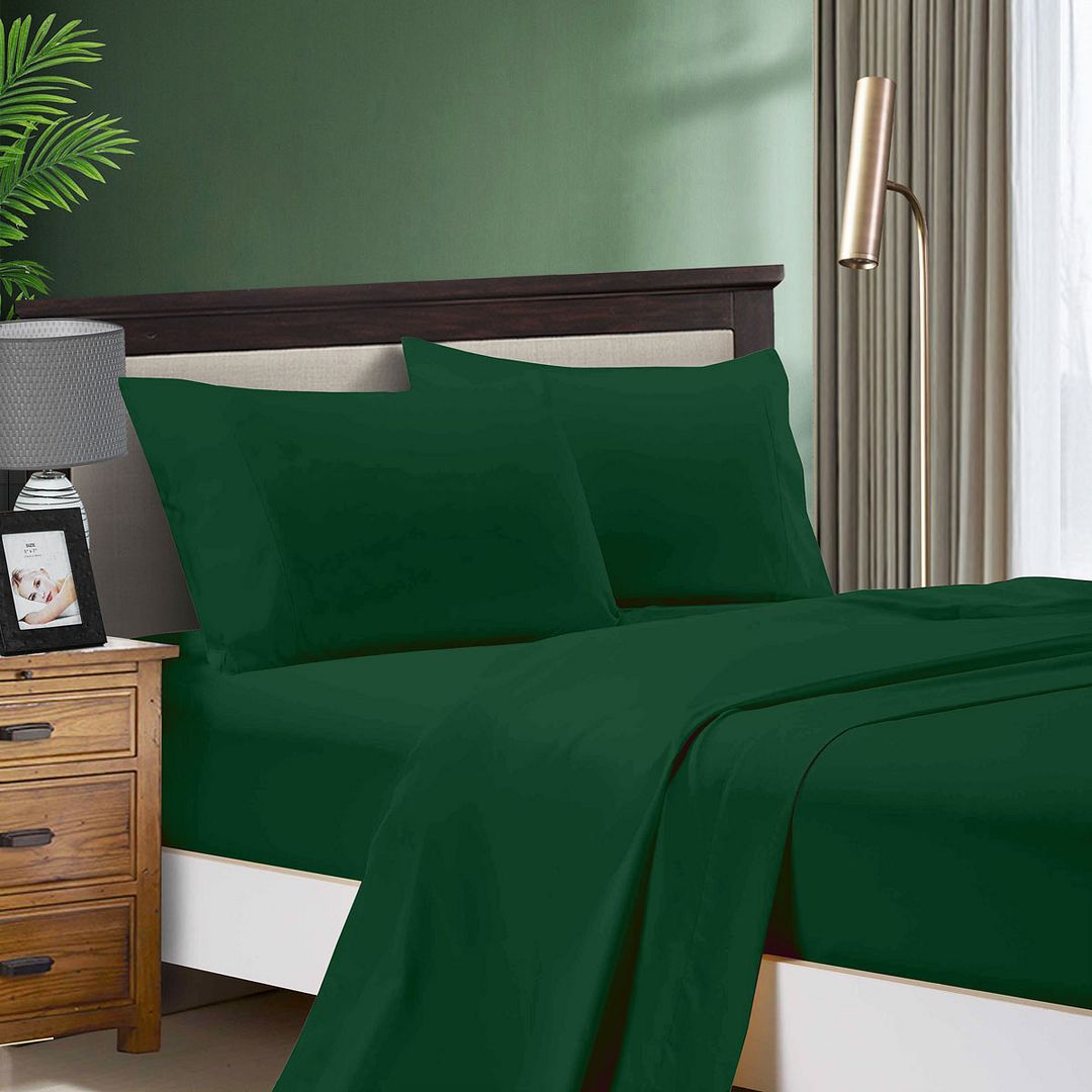 Arlo 1000TC Ultra Soft Bed Dark Green Flat & Fitted Sheet Set – Queen