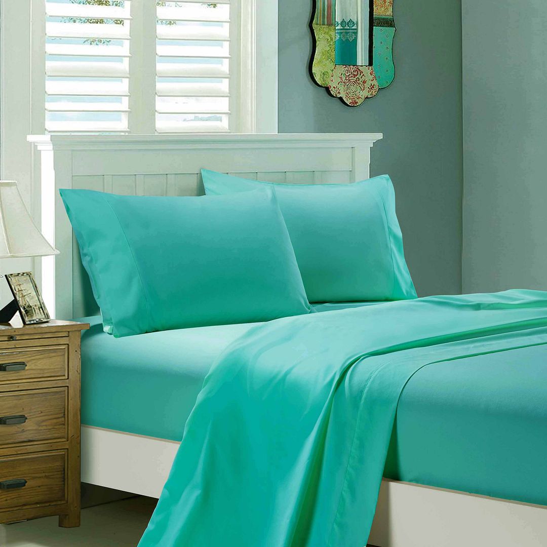 Haven 1000TC Ultra Soft Bed Teal Flat & Fitted Sheet Set – Super King