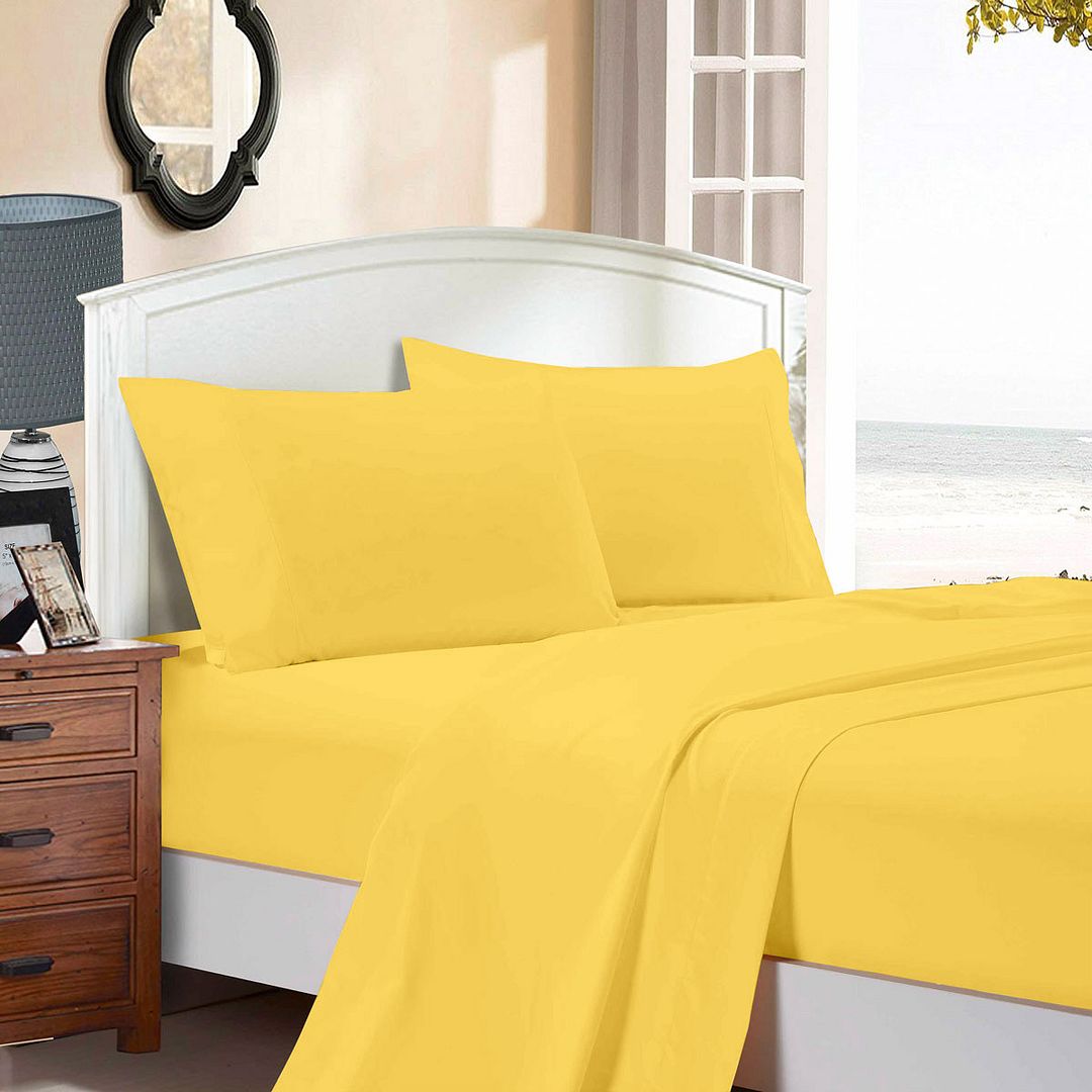 Cove 1000TC Ultra Soft Bed Yellow Flat & Fitted Sheet Set – Super King