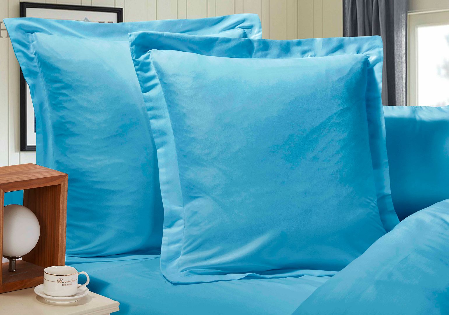 Linden 1000TC Premium Ultra Soft European Pillowcases 2 - Pack Light Blue
