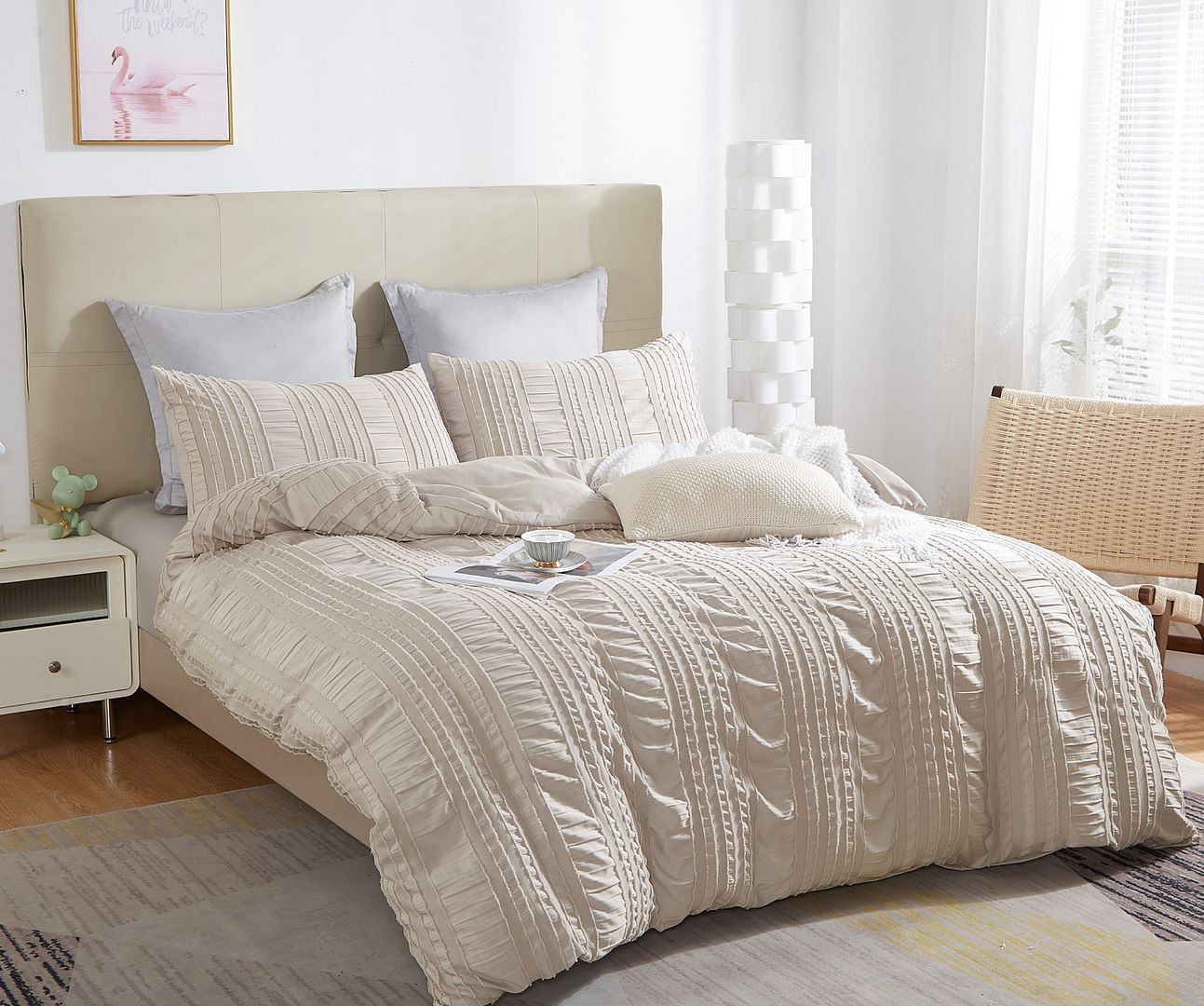 Alderon Tufted Striped Quilt Cover Set – Multi – Queen