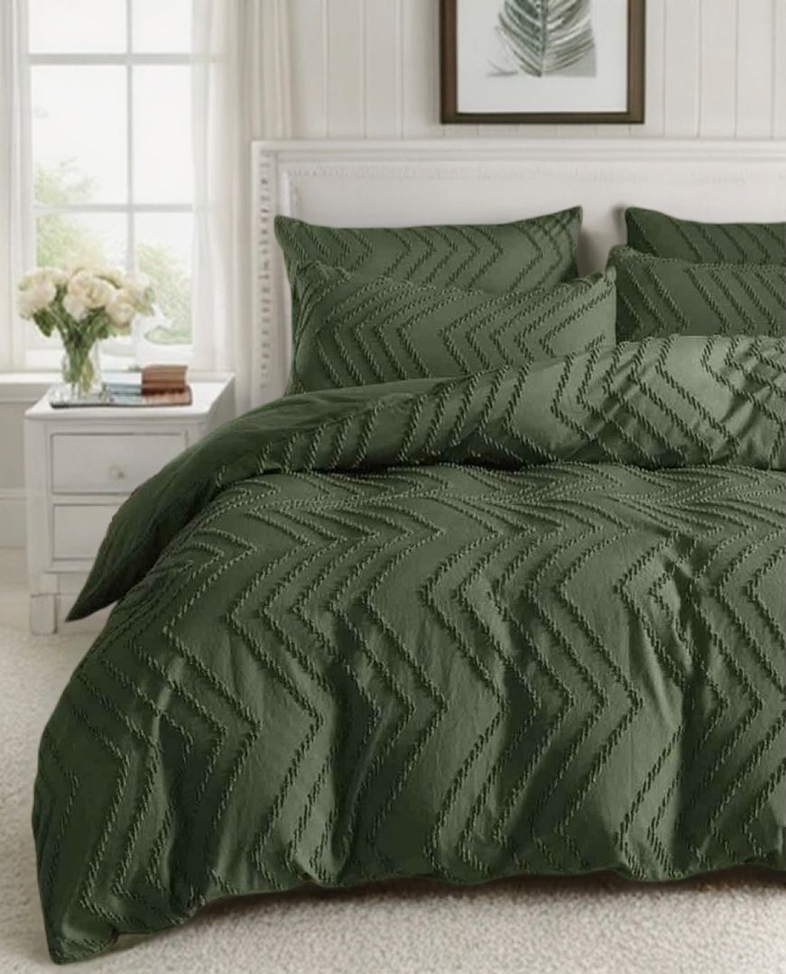 Lunara Jacquard Quilt Cover Set – Green – Queen