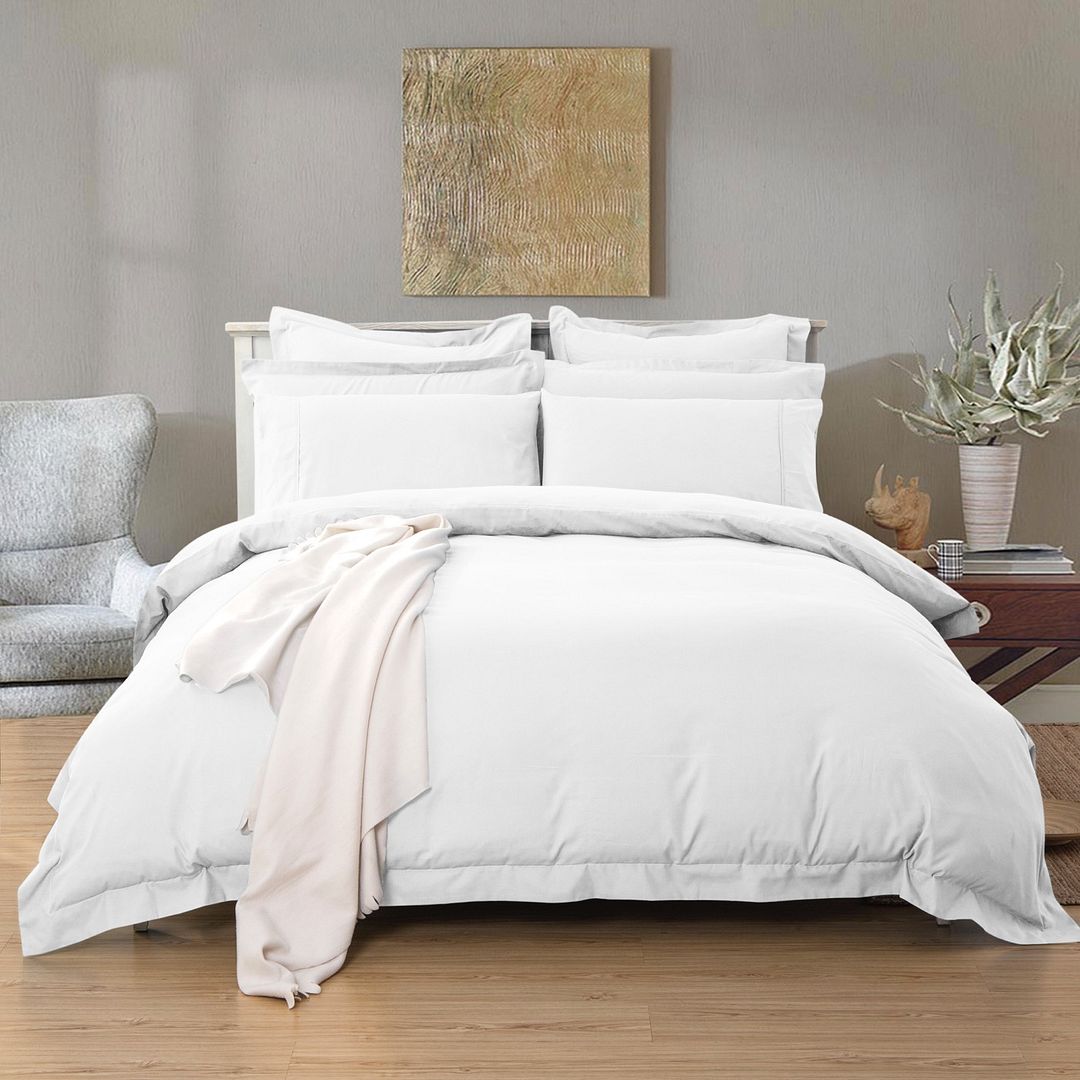 Arlo 1000TC Tailored White Duvet Quilt Cover Set – King
