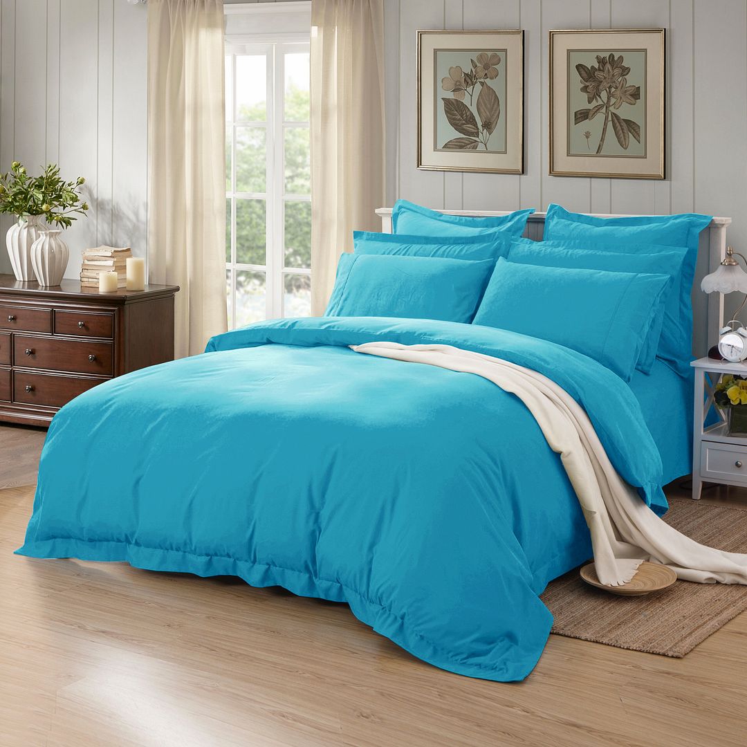 Linden 1000TC Quilt Cover Set – Light Blue – King Single