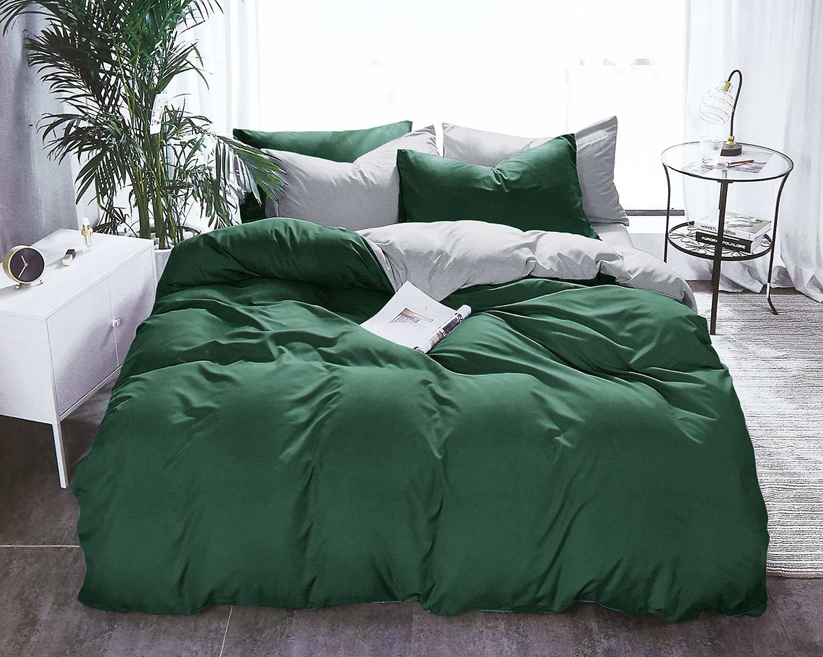 Arlo 1000TC Reversible Green and Grey Duvet Quilt Cover Set – King