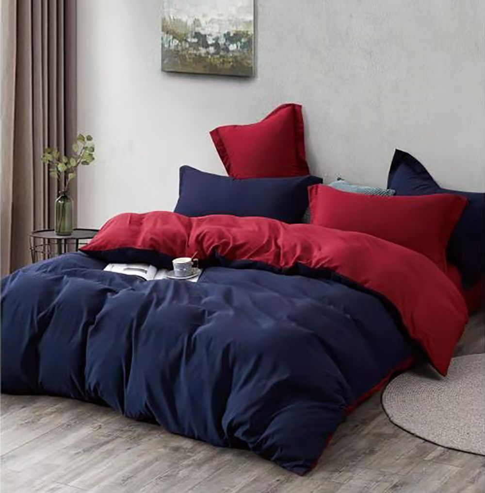Cove 1000TC Reversible Blue and Red Duvet Quilt Cover Set – King