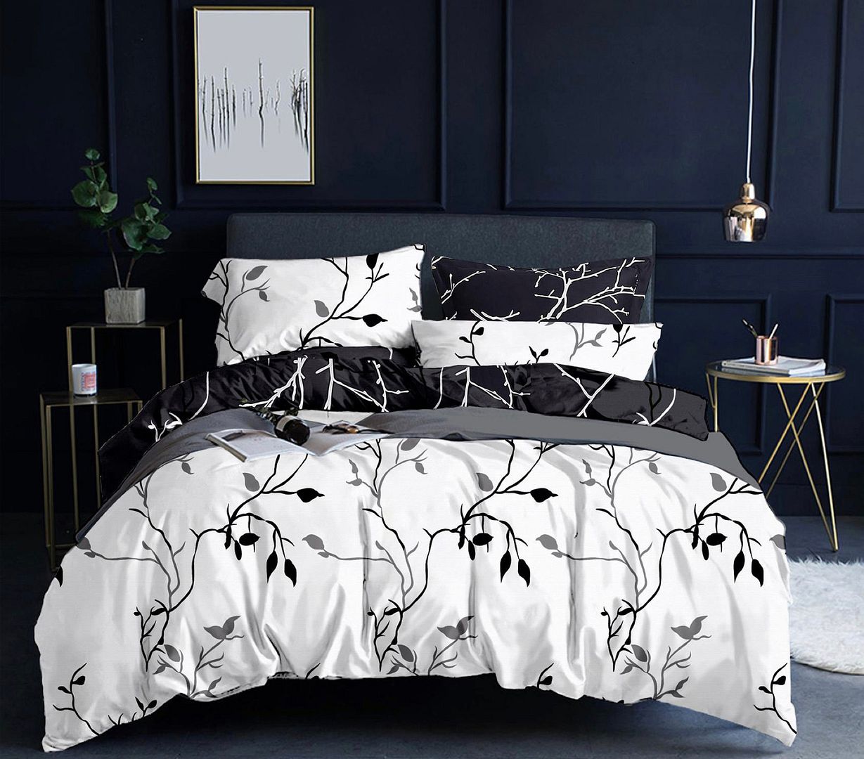 Marlowe Tree Print Quilt Cover Set – Black – Double