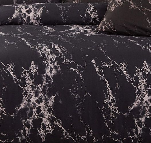 Kenton Duvet Quilt Cover Set – Black Marble – King