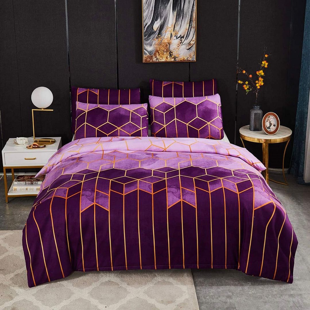 Erena Purple Quilt/Doona/Duvet Cover Set – Queen