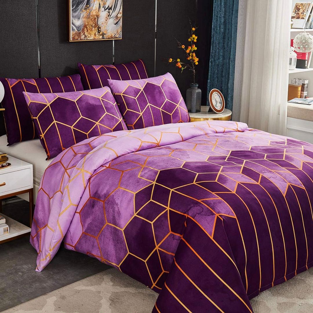 Erena Quilt Cover Set – Purple – Queen