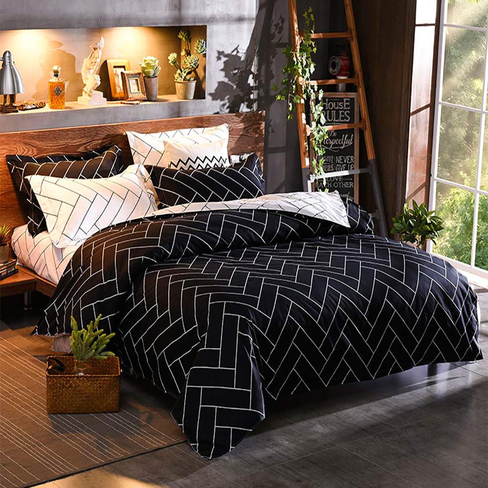 Nova Duvet Quilt Cover Set – Black & White – Super King