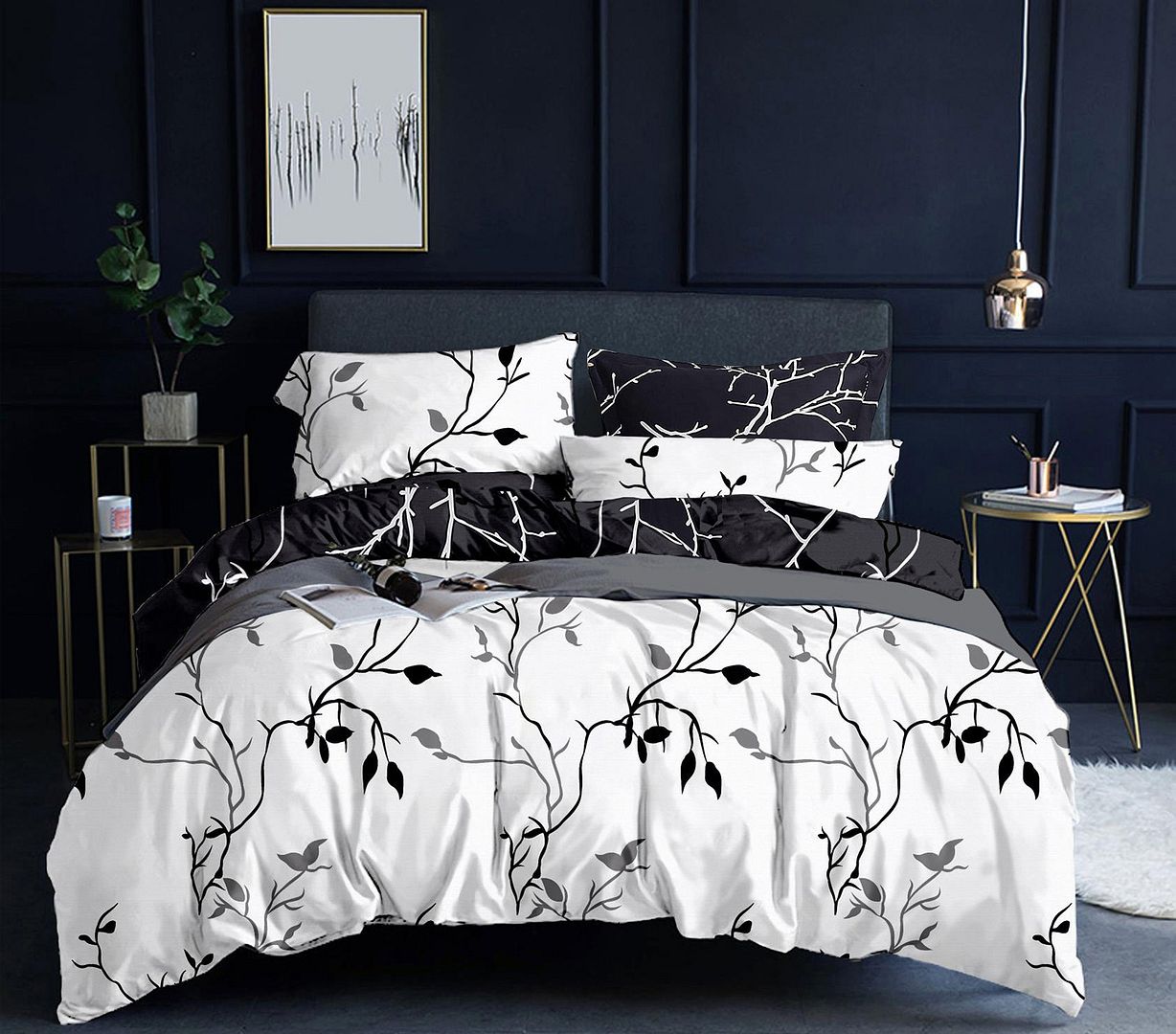 Tree Reversible White Duvet Quilt Cover Set – Super King