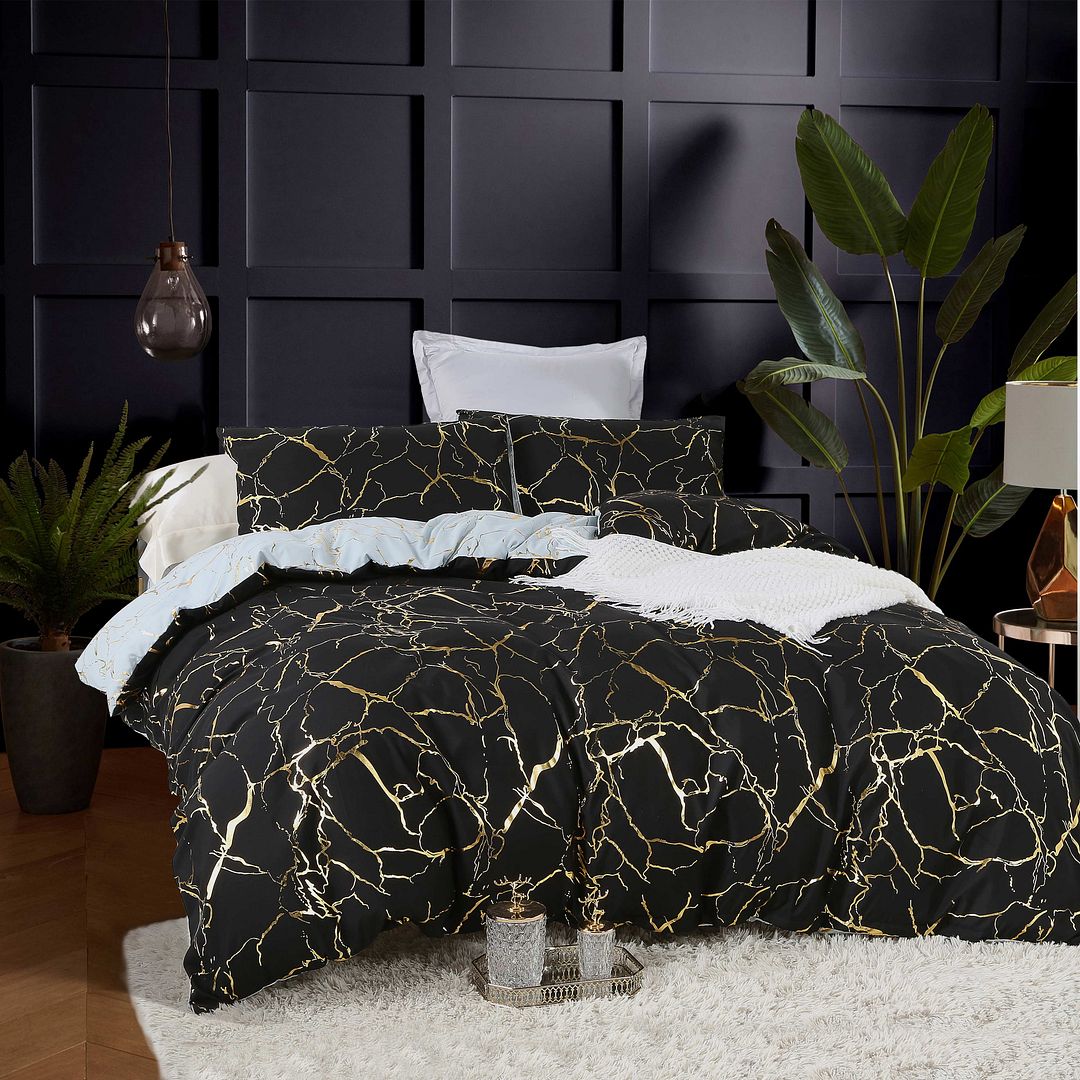 Reversio Reversible Quilt Cover Set – Black – Super King