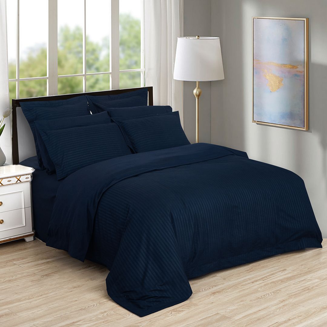 Arlo Striped Quilt Cover Set – Blue – Queen