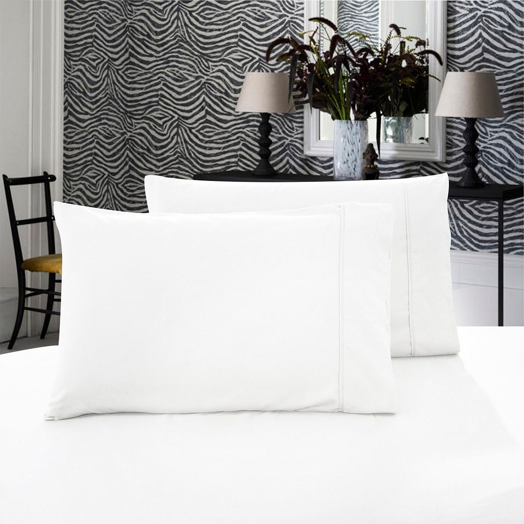 Linden 1000TC Premium Ultra Soft Standrad Pillowcases 2 - Pack - White