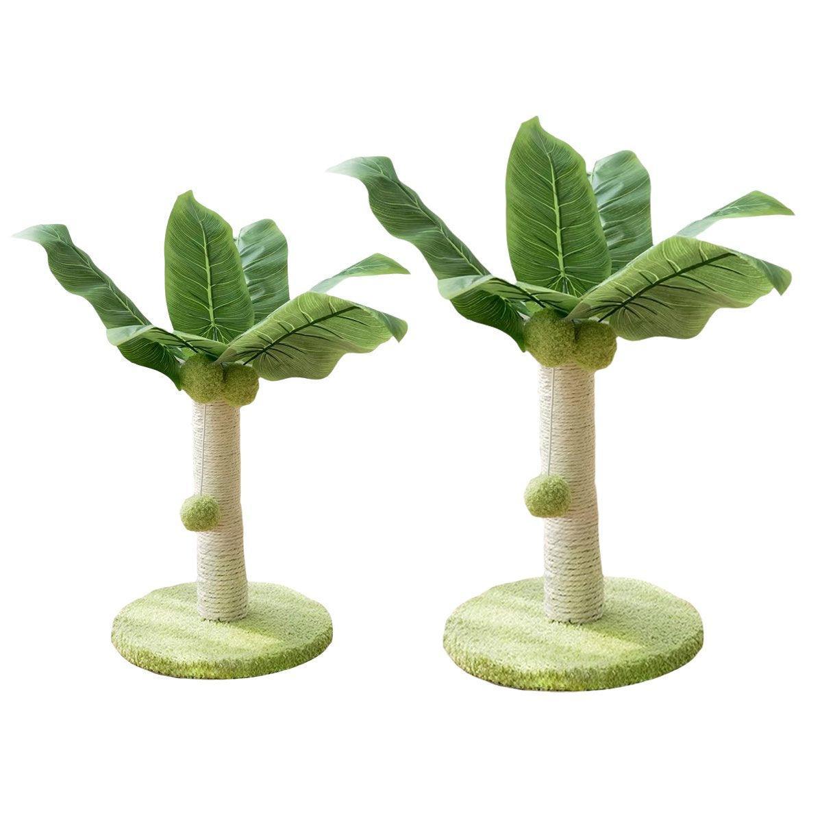 Tropical Coconut Tree Cat Scratching Post – Green & Beige – Small
