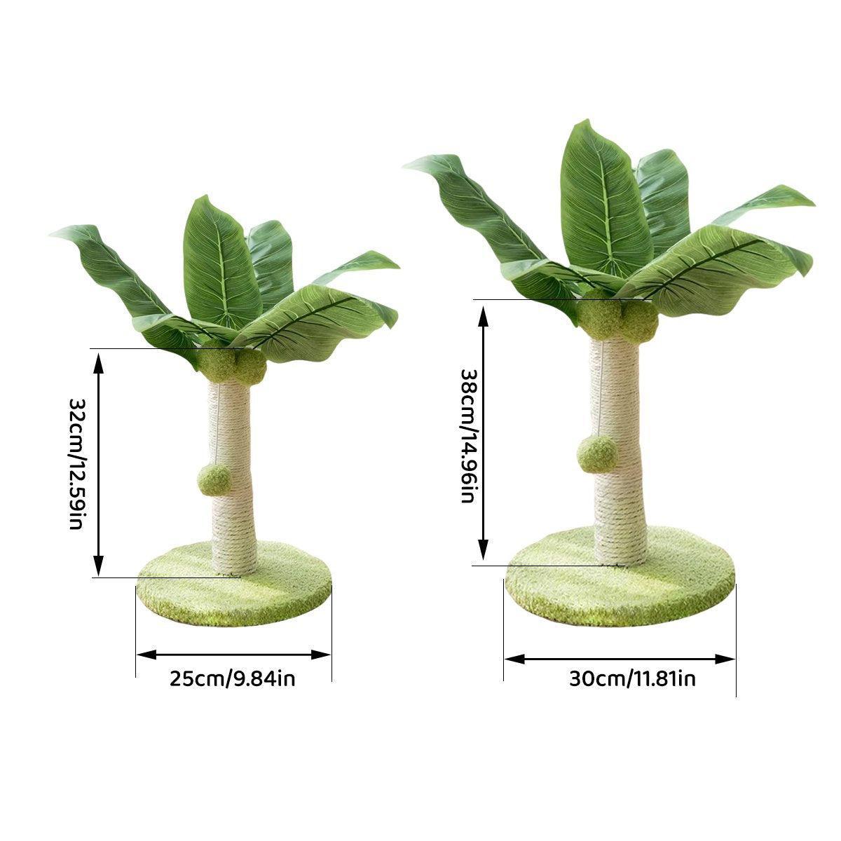 Tropical Coconut Tree Cat Scratching Post – Green & Beige – Small