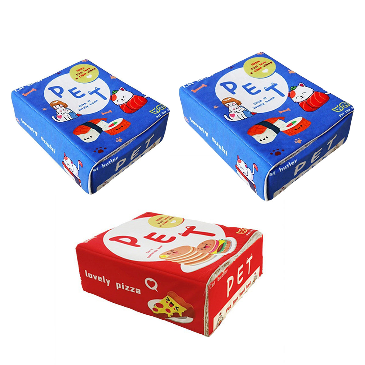 Biscuit Cookie Box Pet Bed – Blue – Medium