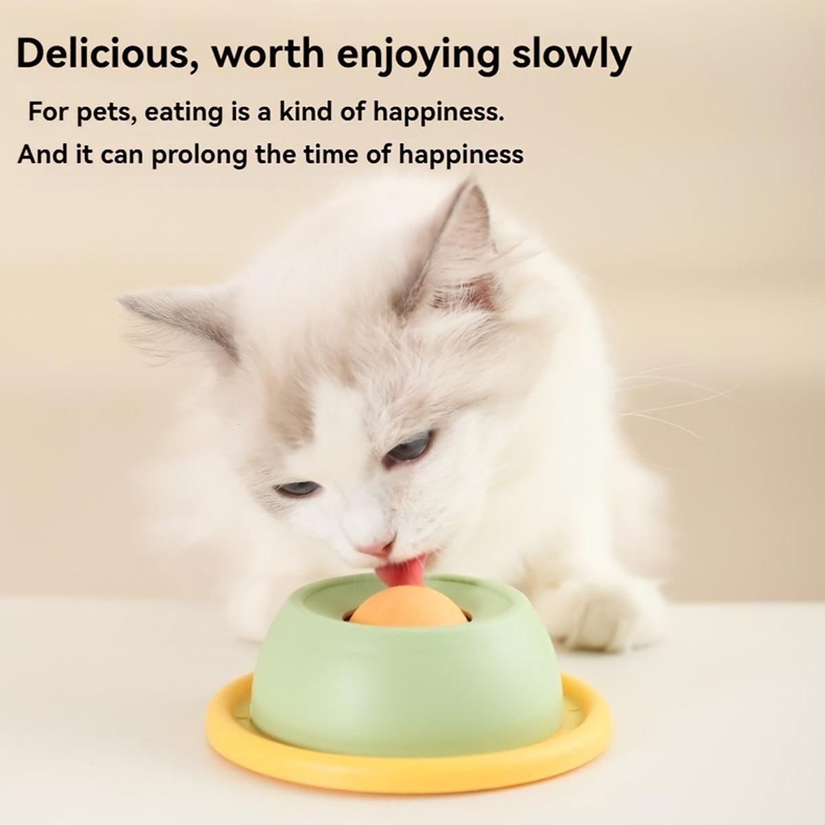 Interactive Cat Slow Food Lick Tray – Yellow – Standard