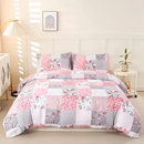 Soft Pink Plaid Quilt Cover Set - (2pcs, ) – Single