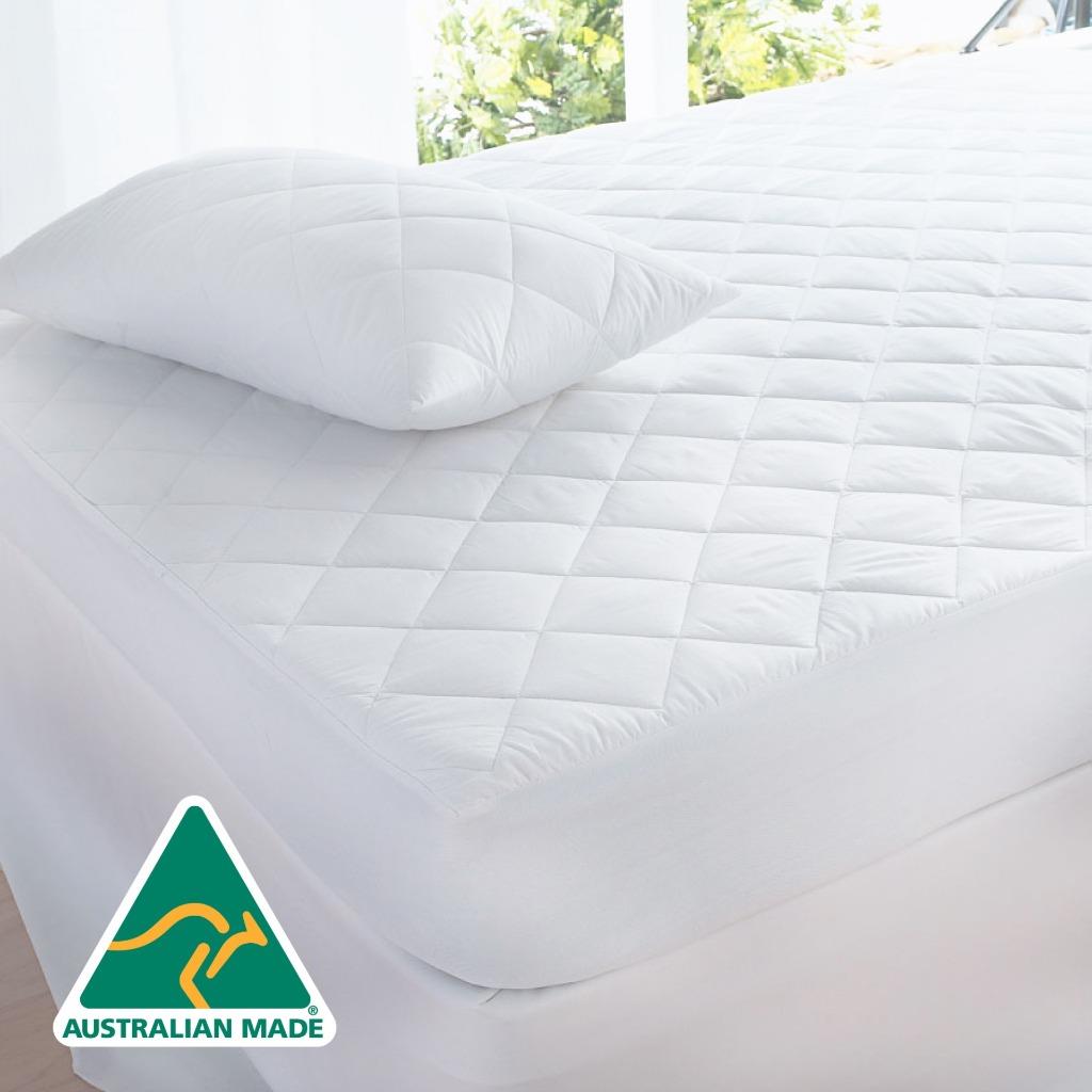Aus Made Fully Fitted Cotton Quilted Mattress Protector () – Single