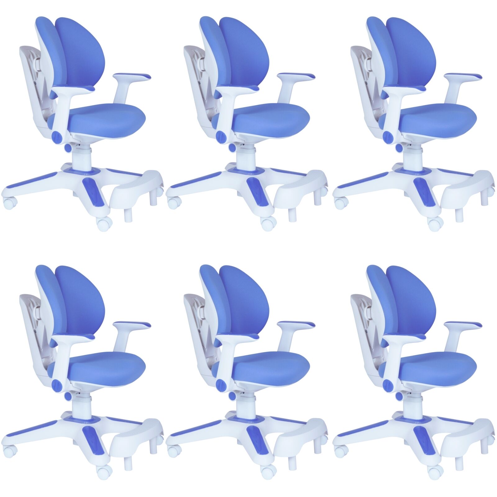 Kenzo Ergonomic Kids Study Chair Set – Blue – Set of 6