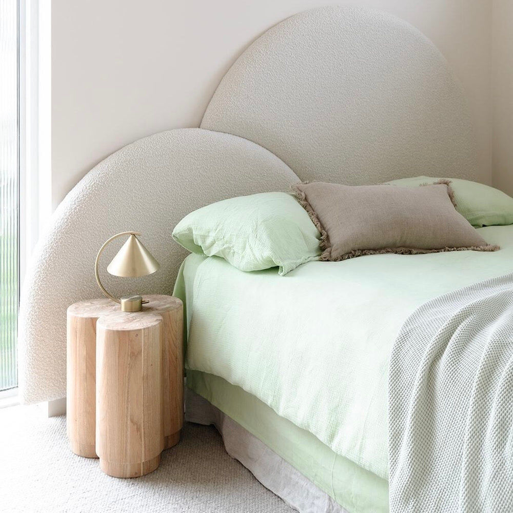 Linden 100% Cotton Muslin Duvet Quilt Cover Set w/ 2 Pillow Cases in Pastel Green – Double