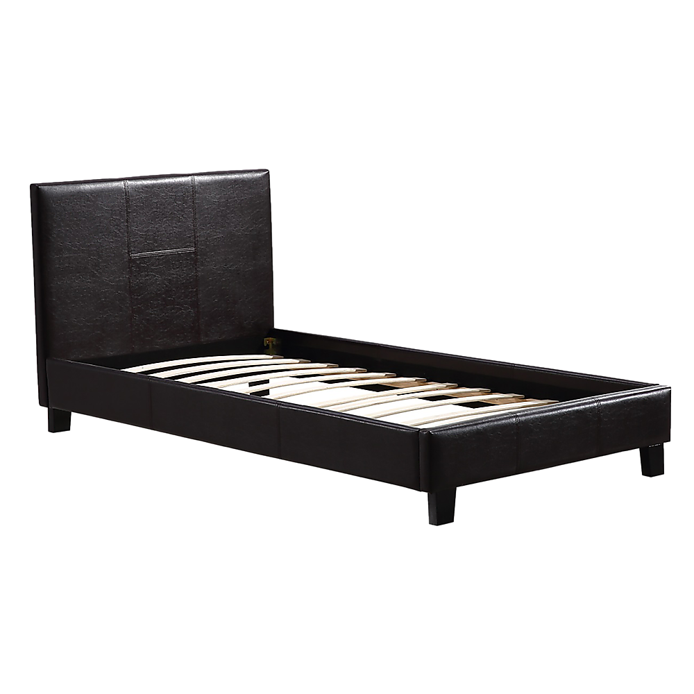 Rowan PU Leather Bed Frame Brown – Single