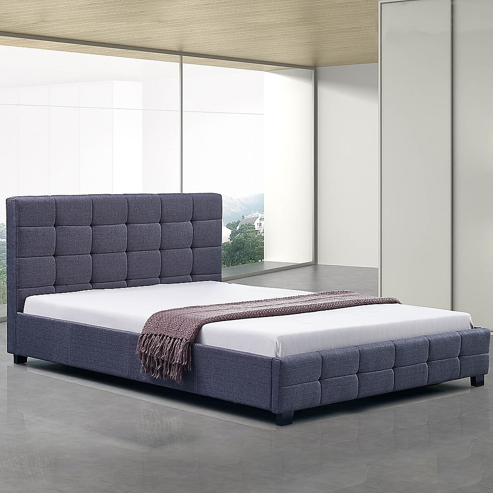 Alderon Linen Bed Frame – Grey – Double
