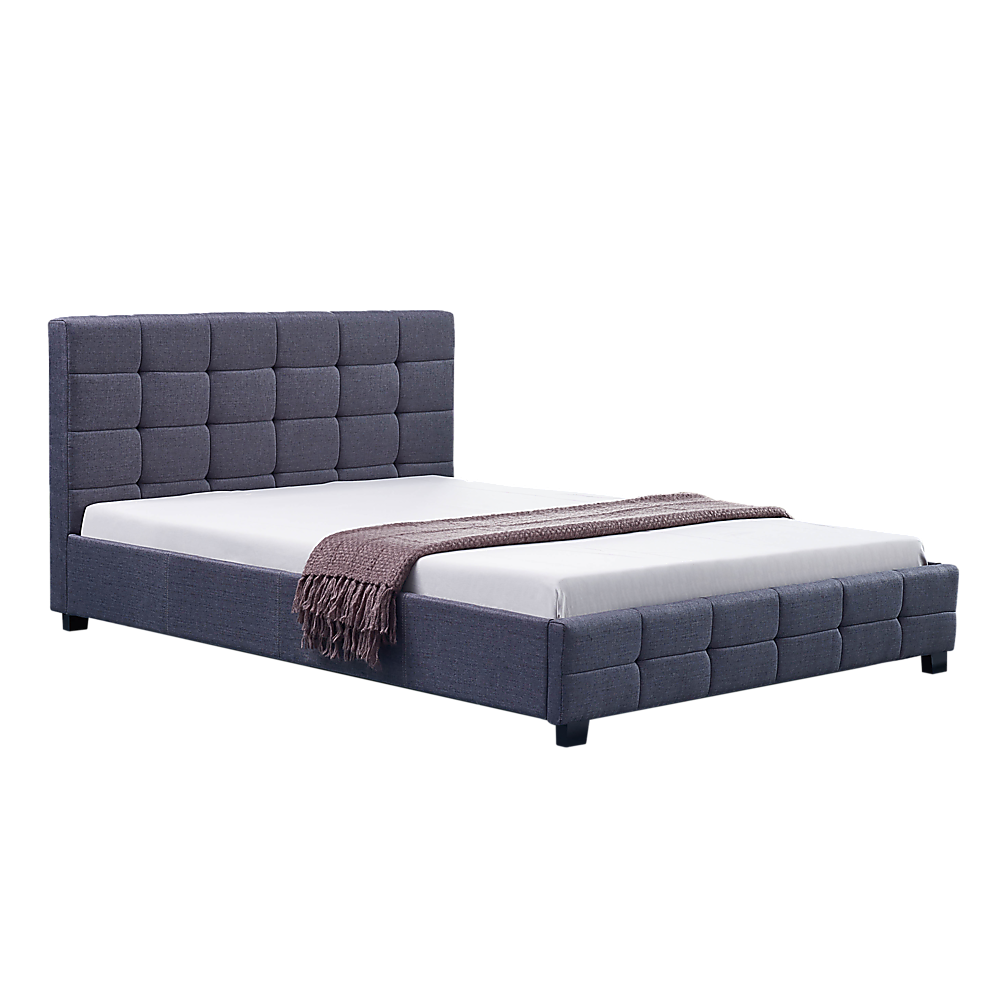 Linen Fabric Deluxe Bed Frame Grey – Queen