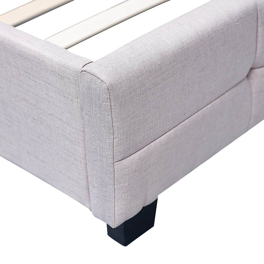 Alderon Linen Bed Frame – Beige – King