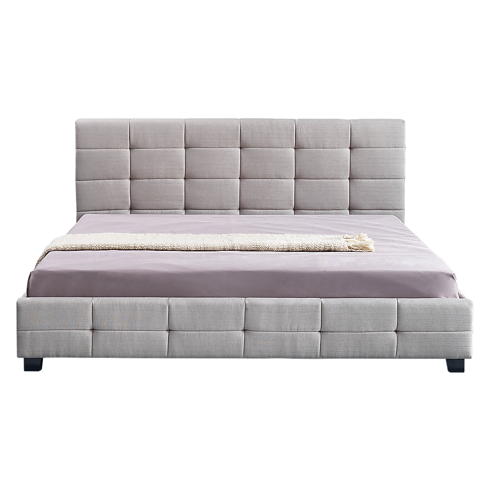 Alderon Linen Bed Frame – Beige – King